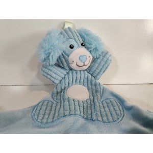 Cudlie Blue Dog Lovey Plush Sensory Security Blanket 12" Pacifier Loop Crinkle